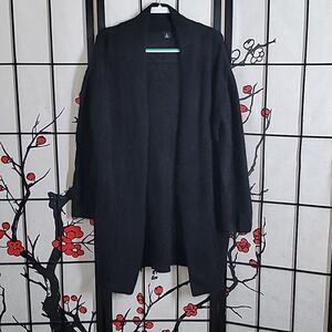 Osklen Black  Mid Length Angora Blend Open Front Cardigan